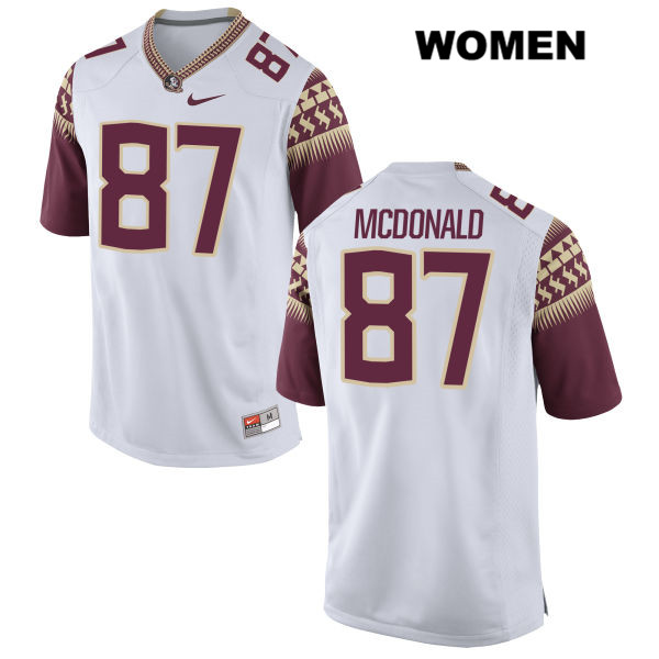 Women's NCAA Nike Florida State Seminoles #87 Camren Mcdonald College White Stitched Authentic Football Jersey GUI2169BC